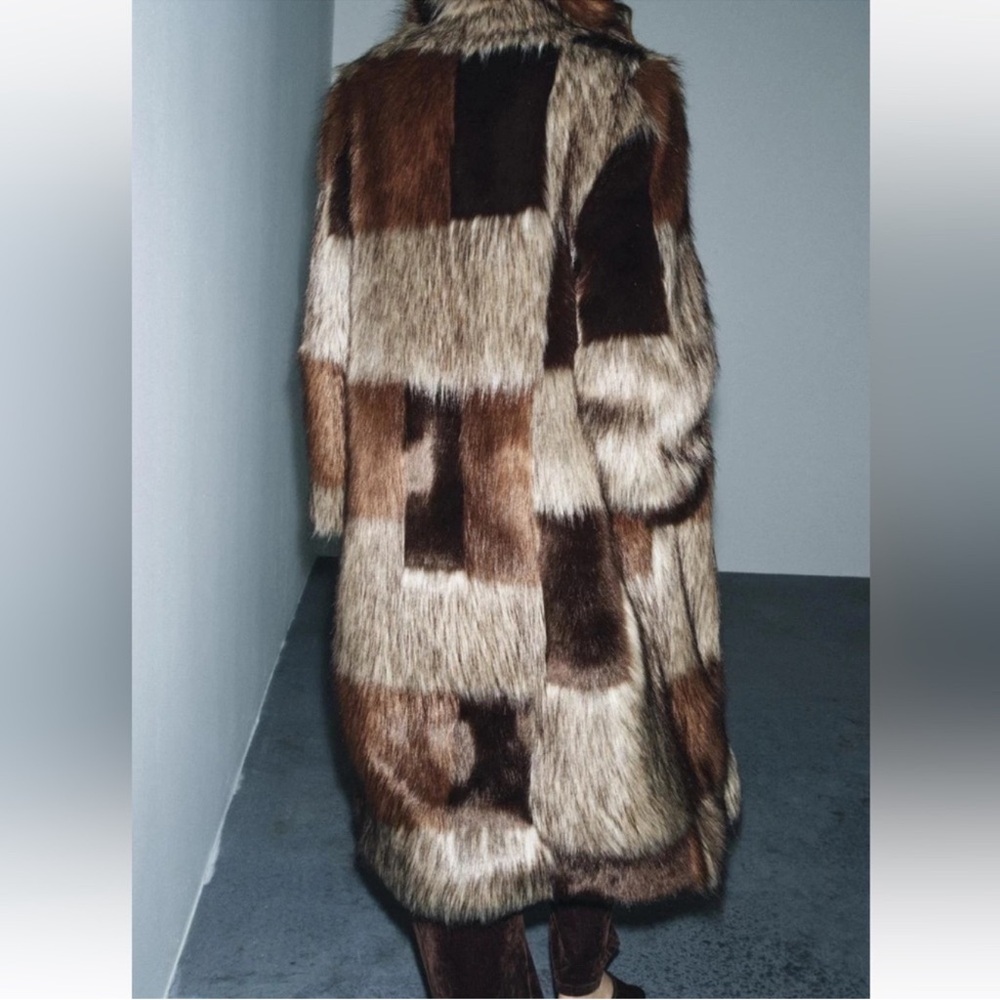 Zara Faux Fur Patchwork coat - Picture 5 of 6